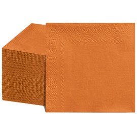 NatNarr 120 Pcs Cocktail Napkins Orange Napkins Disposable Fall Dessert Beverage Napkin Orange Autumn Party Napkin for Fall Harvest Thanksgiving Party, 5 x 5 Inch