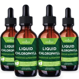 NEW AGE Chlorophyll Liquid Drops - Natural Concentrate – Energy Booster, Digestion and Immune System Supports, Internal Deodorant, Liver Function - (2 Fl Oz (Pack of 4))