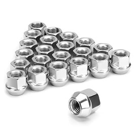 1/2"-20 Open End Bulge Acorn Wheel Lug Nuts, 20pcs 1/2 Chrome Cone Seat Lugnuts Zinc Finish with 0.84”(21mm) Long 3/4”(19mm) Hex Compatible with Grand Cherokee CJ Commander Liberty Wrangler