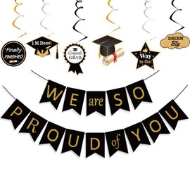 Graduation Decorations Banner Bunting Kit, Proud of You Gifts, Ideal for Congratulate Class of 2025, Graduation Party Decorations and Congratulations Banner Displays