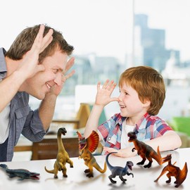 SIENON 6Pack 6.3 Inch Jurassic Dinosaur Toy Figures, Realistic Dinosaur Toys Set Dilophosaurus Blue Velociraptor T-Rex Mosasaurus Brachiosaurus Pterosaur Dinosaur Figurines for Dino Party (Dinosaur)