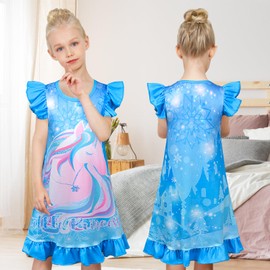 Sylfairy Girls Nightgowns, Unicorn Nightgown Princess Pajama Dresses for Girls Sleepwear Nightie