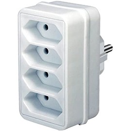Brennenstuhl 15080400 Value Pack of 5 Adapter Plugs, Euro 4 Outlets, White, white, 1508040