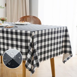 MANGATA CASA 2 manteles de cuadros negros para mesas cuadradas, mantel a cuadros, impermeable, para cocina y mesa, de poliéster, a cuadros, sin arrugas, color negro, 52 x 52 pulgadas, paquete de 2