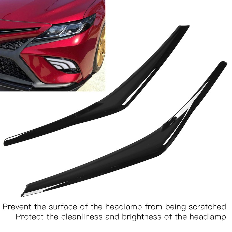 1 Pair Car Headlight Eye Lid Covers Bright Black Smooth