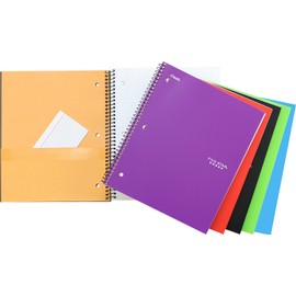 Five Star 1-Subject Spiral Notebook, 8.5" x 11" Sheet Size, College Ruled, 200 Pages/100 Sheets, Neat Sheet Perforated Pages, Wirebound, Assorted Colour Poly Covers, 1 Notebook (06714)