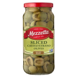 Mezzetta Sliced Castelvetrano Olives| Non-GMO, Gluten Free, Keto Vegetarian | 8.25 Ounces Drained Weight (Pack of 6)