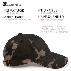 GADIEMKENSD Structured Baseball Cap Cotton Camo Hat for Women Men Basic Military Hats Custom Items Plain Work Caps Trucker Dad Hats for Outdoor Sports Golf Running Hiking Camo Army Green