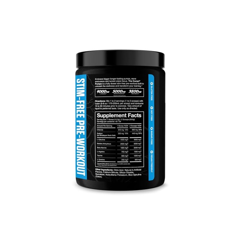 JNX SPORTS The Curse! Pump – Stim-Free Pre-Workout | Blue