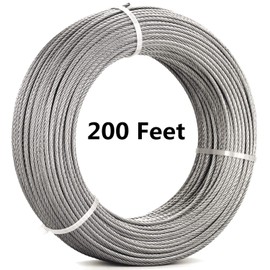 Senmit 1/8 Stainless Steel Aircraft Wire Rope for Deck Cable Railing Kit,7 x 7 200 Feet T 316 Marine Grade