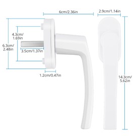 AUTOUTLET Aluminium Window Handle, White, Pack of 4, Window Lock Balcony Door Handle without Lock Cylinder, in Pin Length 35 mm, Door Handles for Windows, Patio Doors and Balcony Doors