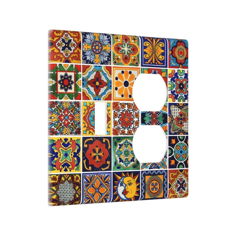 Yamxbfa Mexican Talavera Ceramic Tile Pattern Outlet Covers 2 Gang