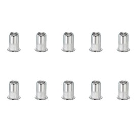 PATIKIL M10 Rivet Nuts, 10 Pcs 304 Stainless Steel Knurled Flat Head Threaded Insert Nuts Metric Rivet Nut Assortment Kit for Automotive Furniture