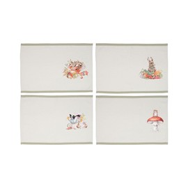 Wrendale Designs - Garden Friends' Set of Four Animal Fabric Placemats