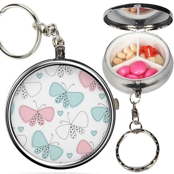 Pack of 2 - Portable Pill Organizer (Butterfly) Metal Medicine