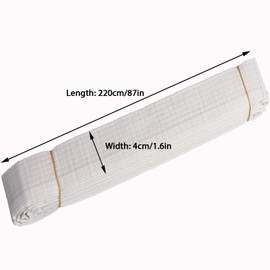 Taekwondo Belt, White Belt Taekwondo Solid Rank,Karate Judo Belts with 8 Rows of Stitching,Universal Brazilian Jiu Jitsu Belts for Adult,Durable Aikido Arts Belt for Competition Training (220cm)