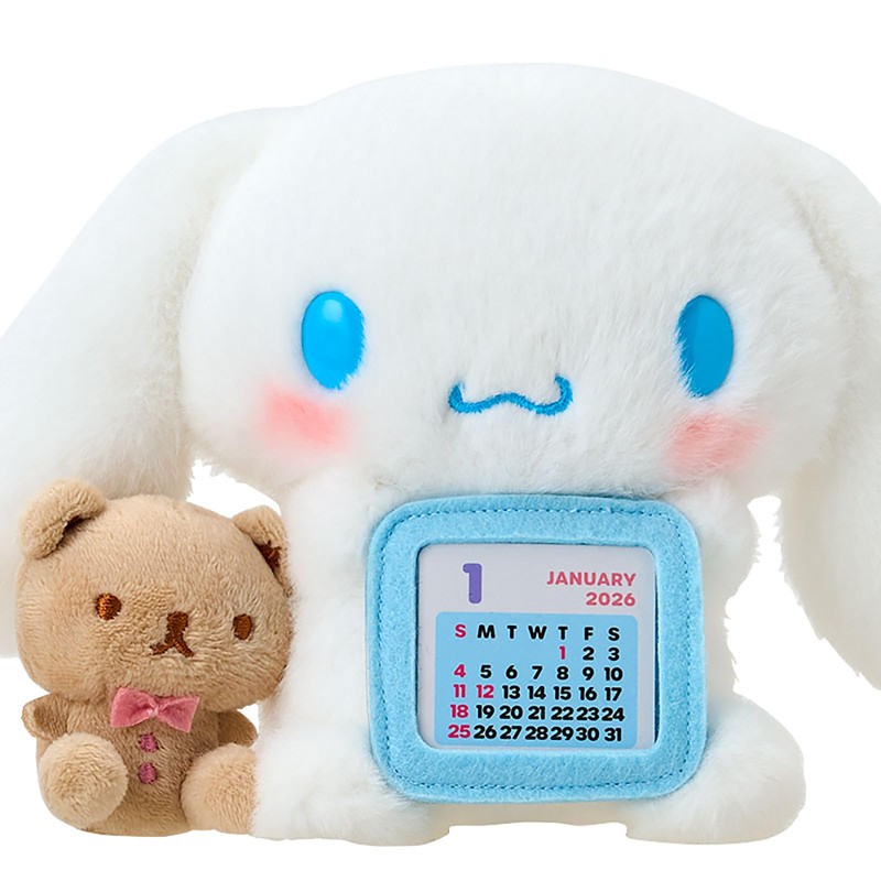 Sanrio 622869 Plush Calendar, 2026 Cinnamorol, Polyester, PVC, Paper, Desk