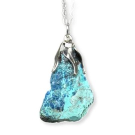 CRIGEMA - Pendant Necklace Minerals Semi-Precious Stones Jewellery Handmade, Stainless Steel