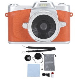 Smart Digital Camera 64MP 4K 20x Zoom 180° Flip Screen 1200mAh with Wide Angle Lens Professional Lens Mirrorless Interchangeable Lens Camera Orange