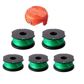 Eyoloty SF-080 Trimmer Replacement Spools Compatible with Black Decker SF-080-BKP GH3000 GH3000R LST540 LST540B Weed Eater 20ft 0.080" Edger Refills with 90583594 Cover Cap (5 Spool+1 Cap)