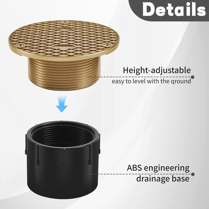 Zonon 2 Pcs Adjustable Floor Cleanout, 3-Inch ABS Wheel Connection