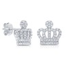 Sterling Silver Cubic Zirconia Royal Crown Shape Stud Earring