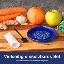 TURBO PRODUKTE Ceramic Grater Set Including Garlic Peeler and Brush - Ideal for Garlic, Ginger and Lemons - Dishwasher Safe - 1 Piece (KR1)