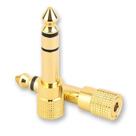 TCPENG® 6.35mm (1/4 inch) Male to 3.5mm (1/8 inch) Female Stereo Audio Jack Adapter for Aux Cable, Guitar Amplifier, Headphone, 2 Pack