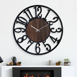 Mee 2ou 30 Inch Large Metal Wall Clock with Voice and Light Sensor Night Light, Glow in The Dark Non-Ticking Silent Battery Operated Decorative Oversized Wall Clock for Bedroom Living Room Decor