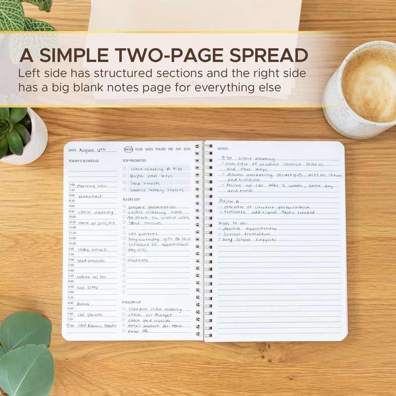 Simple Daily Planner Undated & To Do List Notebook for