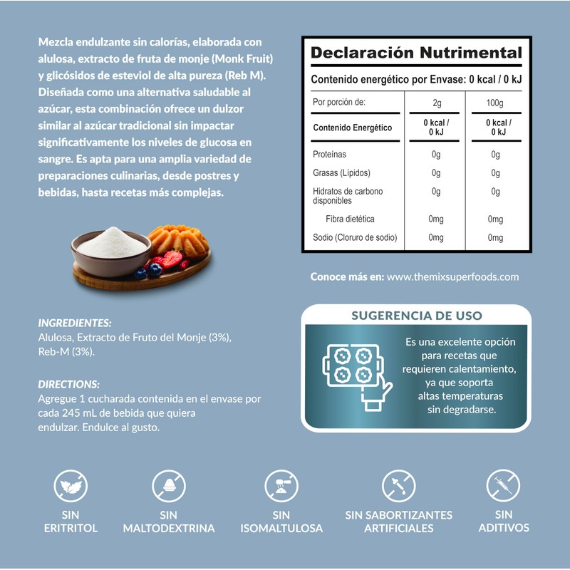 The Mix superfoods, Allulose poweder whit MONK FRUIT and STEVIA.
