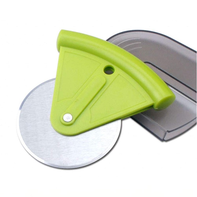 Green Stainless Steel Pizza Cutter with Protective Cover Non-Stick Pizza