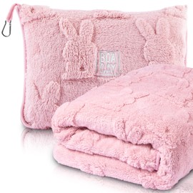 BOACAY Travel Blanket for Toddlers on the Plane, Car - Soft Kids Throw Blanket for Daycare - Pillow for Girls, Boys with Backpack Clip, Luggage Cover