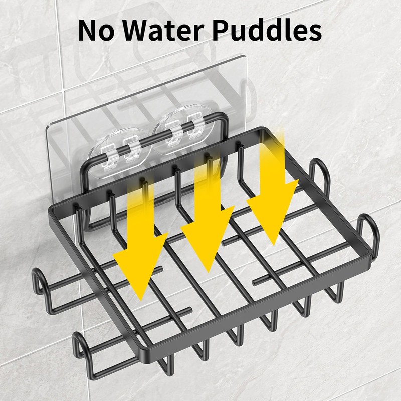 Dobango Bathroom Soap Dish Holder with Hooks, Bar Soap Holder