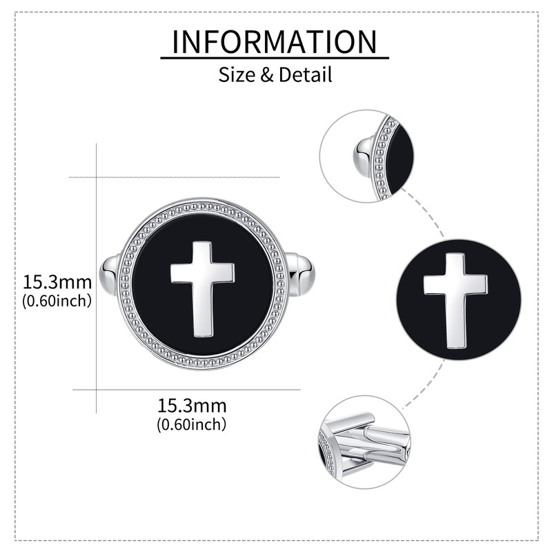 Cross Cufflinks for Men Sterling Silver Cuff Links for Men