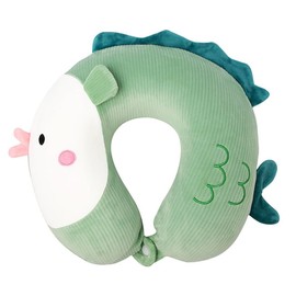 MOOB Kids Neck Pillow for Traveling，Cartoon Cute Travel Neck Pillow for Kids Boys & Girls, Airplane Memory Foam Travel Pillow Green