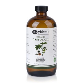 YBHMO Cold Pressed Castor Oil Organic Glass Bottle(16 Fl Oz),100% Pure &Hexane Free, Castor Oil for Hair Growth & Care, Thicker Eyelashes & Eyebrows,Castor oil pack & Moisturize Body Skin