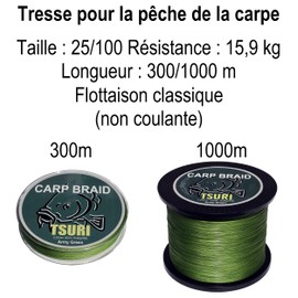 Carp Braided Nylon Fishing Line - Ultra Resistant Monofilament - 1000 m - 25/100-15 kg)