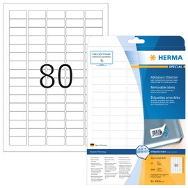 HERMA Movables Labels Multipurpose Repositionable 80 per Sheet 35.6x16.9mm White Ref 10003 [2000 Labels]