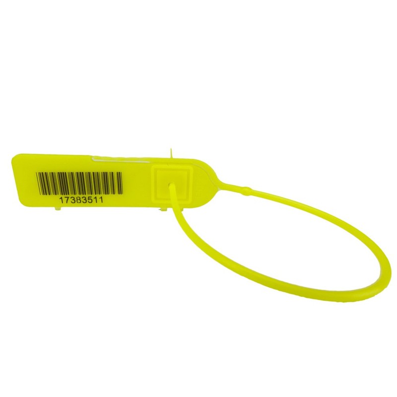 Yellow Pull-Tight Barcode Security Seals 8'', 100 Seals