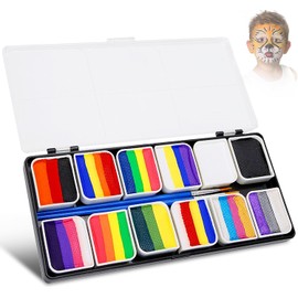 Pintura Facial Y Pintura Corporal De 12 Colores，Juego Profesional De 12 Colores Al óleo Soluble En Agua Cara Kit, Paleta De Pintura Facial Para Halloween Artistas Cosplay Fiesta