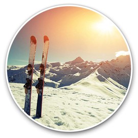 Vinyl Stickers (Set of 2) 7.5cm - Skiies Mountain Skier Skiing Ski Snow #8112