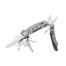 Troika Fire Tool 14 - TOL45/GY - Multifunctional Tool with 14 Functions for Outdoor & Survival Trips - Even with Whistle and Fire Steel - 420 Stainless Steel, Aluminium - Grey