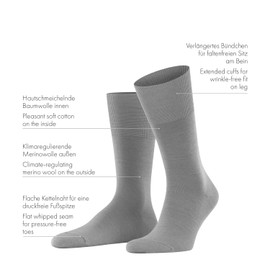 FALKE Men's Airport Socks, M, SO Wool, Cotton, Plain, 1 Pair, Beige (Beige Blend 4043), 49–50 EU, Beige (beige blend 4043)