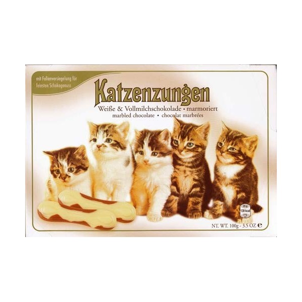 Chocolate Cat Tongues Katzenzungen, 3.5 Ounce, Product of Germany (Marbled Chocolate)