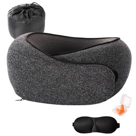 Tri-tra Travel Pillow,Travel Neck Pillows for Airplanes,Comfortable Breathable Cover,Memory Foam 360 Degree Support Stowable Pillows,Ideal Accessory for Sleeping Offices and Cars(Black)
