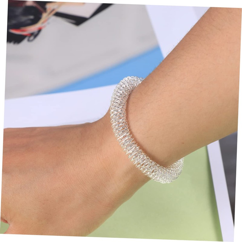 IWOWHERO 5pcs Wrist Massage Care Bracelet for Women Girls Silver