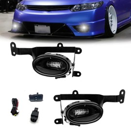 LED Fog Lights Compatible with 2006-2008 Honda Civic Coupe 2DR Front Bumper Fog lights Fog Lamps with Swith and Wiring Harness- 1 Pair