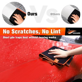 OSHARK Microfiber Cleaning Cloth 3 Pack, 13 x 27.5 inch, Professional Microfiber Towels for Car Wrap, Window Tint, PPF Application, High Absorbent Car Washing Cloth, Lint-Free, Streak-Free, Short Pile