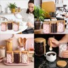 3 Set Pink Sugar Jars with Bamboo Lid and Spoon